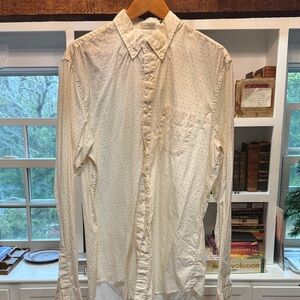 J. Crew Cream Button Down Shirt with Subtle Dots